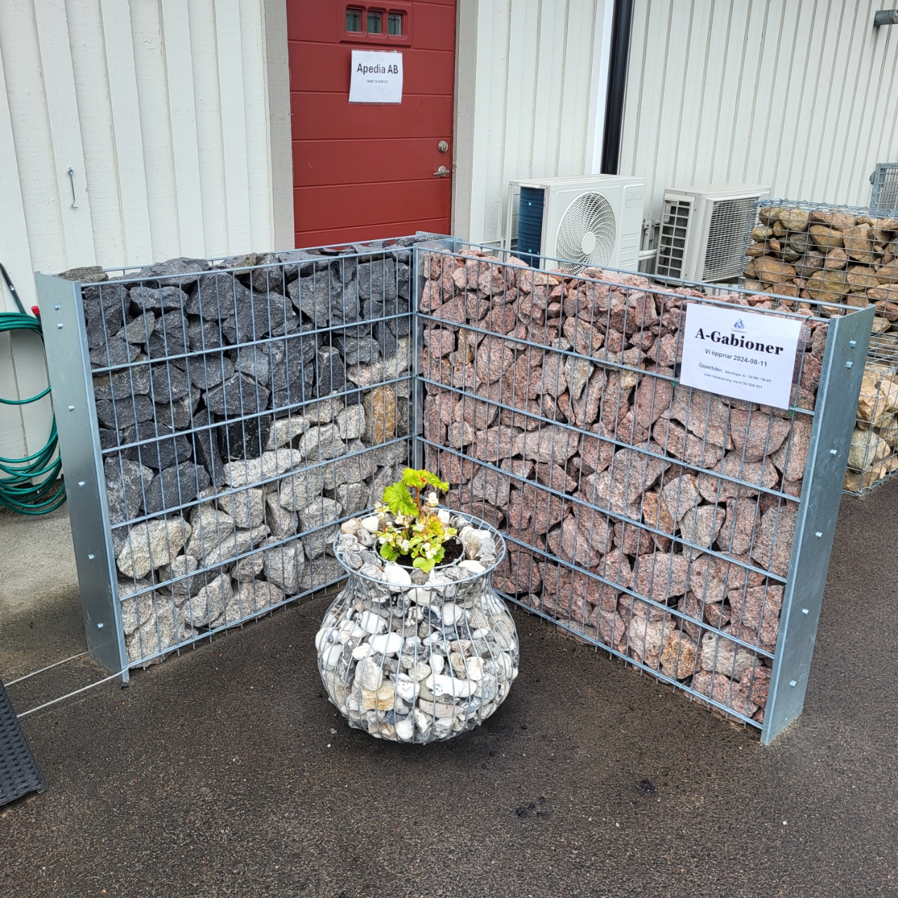 Gabion staket Platina med passande sten
